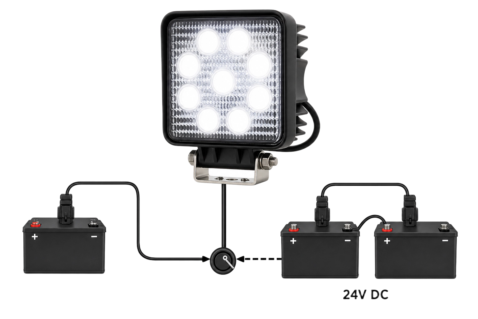 Napájení pracovního světla 12V a 24V DC